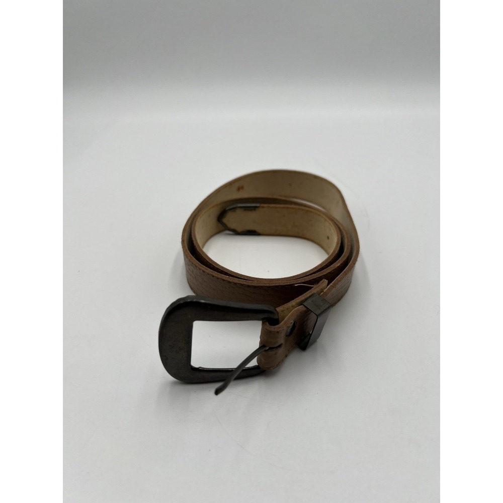 Vintage Brown Faux Leather Western Belt Gunmetal Buckle Size 15/16 Small